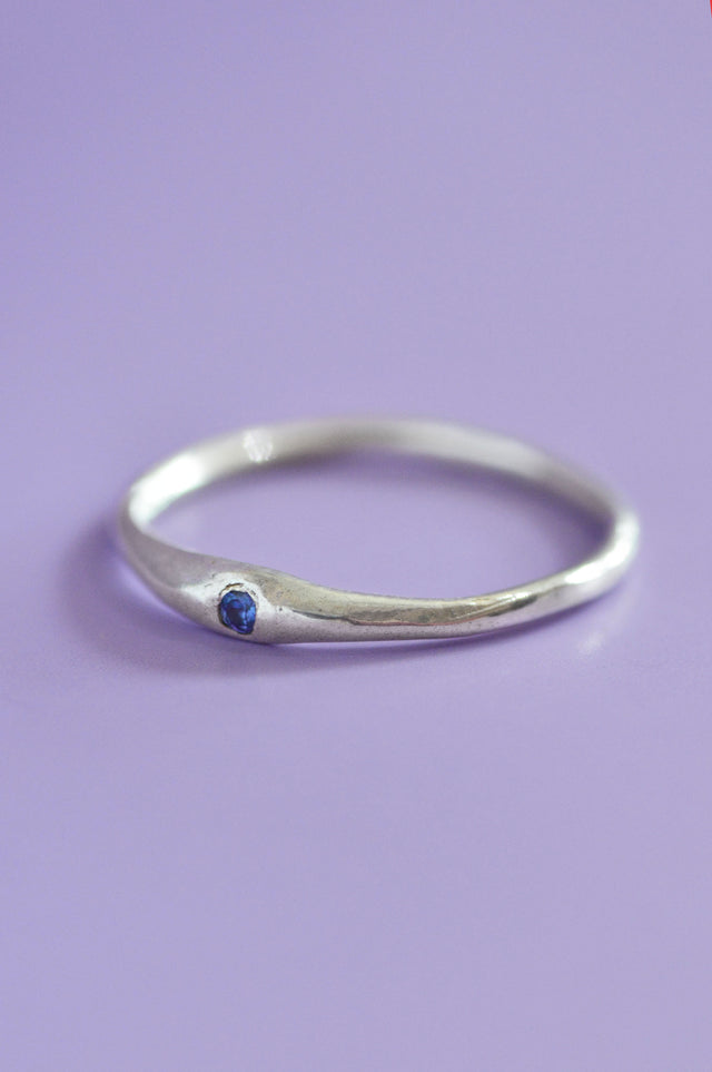 Siyum Blue Sapphire Silver Ring