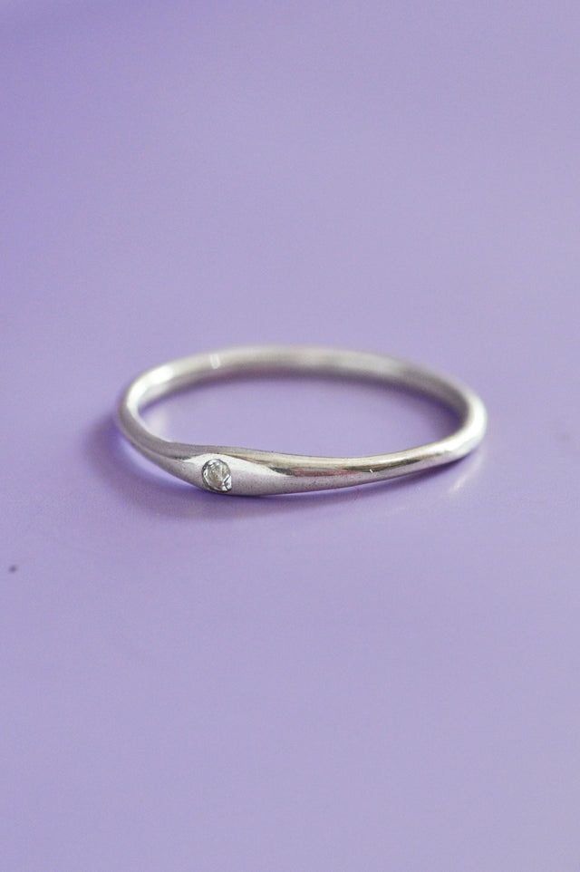 Siyum White Sapphire Silver Ring