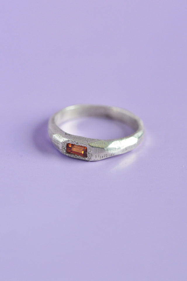 Cleo Hessonite Garnet Silver Ring