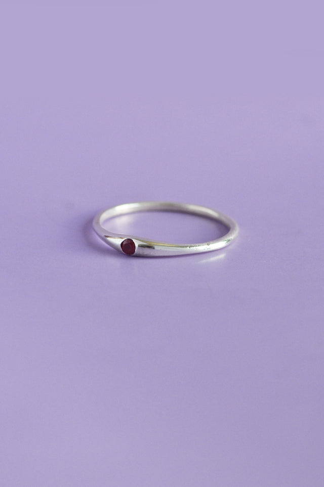 Siyum Red Garnet Silver Ring