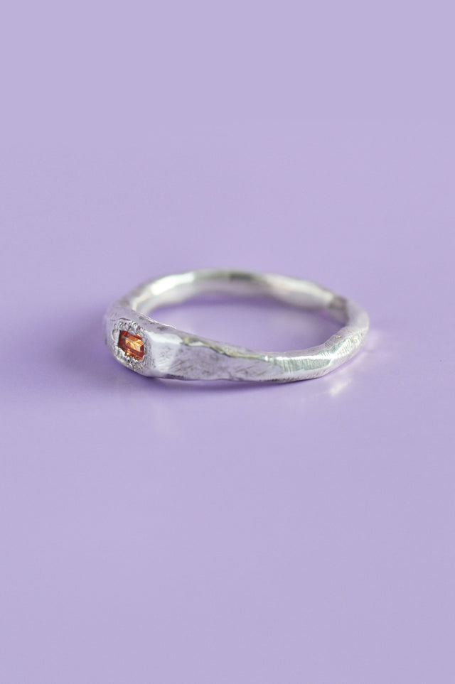 Cleo Orange Sapphire Silver Ring