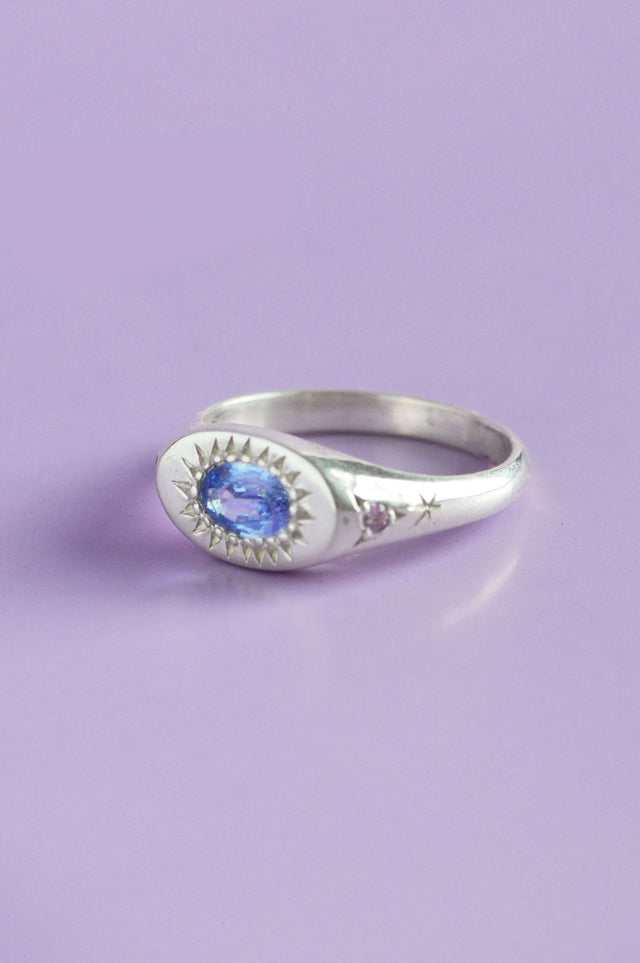 Penny Blue Sapphire Silver Ring