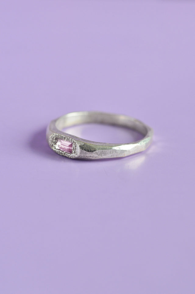 Cleo Pink Sapphire Silver Ring