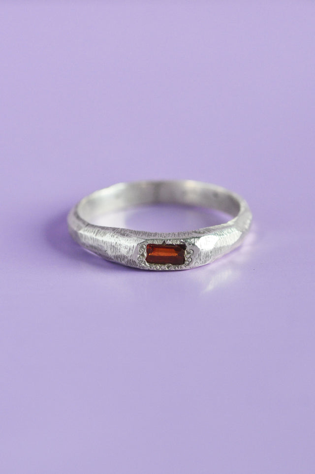 Cleo Hessonite Garnet Silver Ring