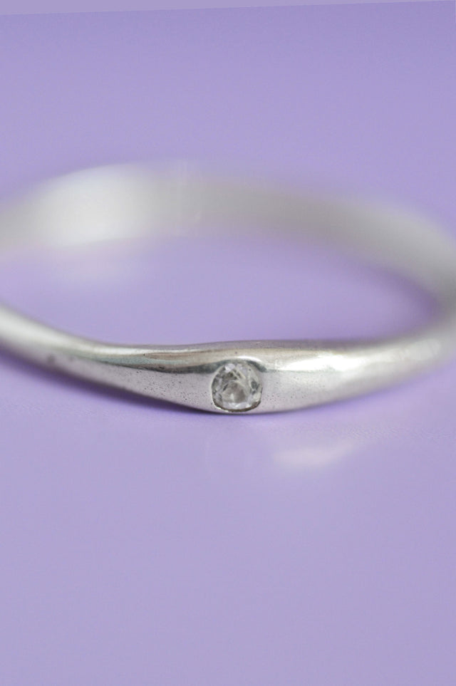 Siyum White Sapphire Silver Ring