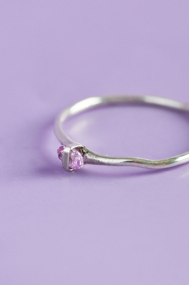 Capsule Pink Tourmaline Silver Ring