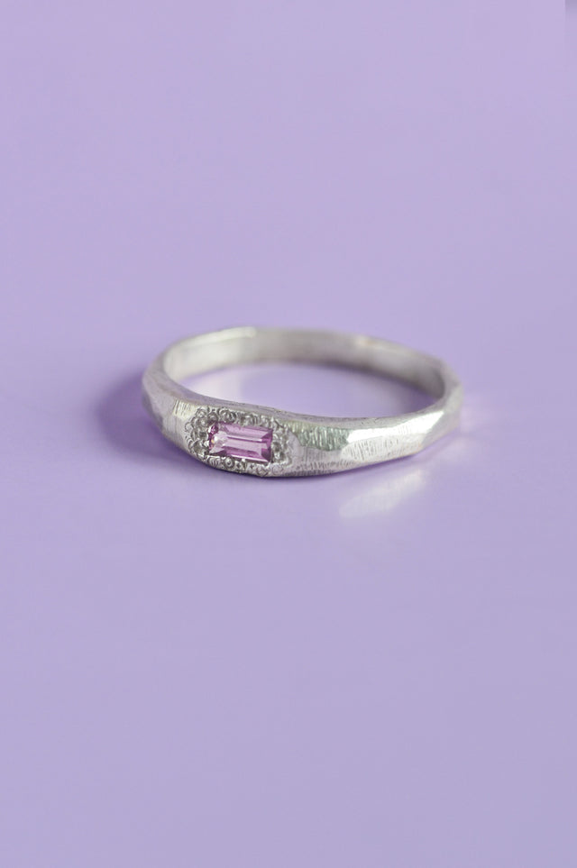 Cleo Pink Sapphire Silver Ring