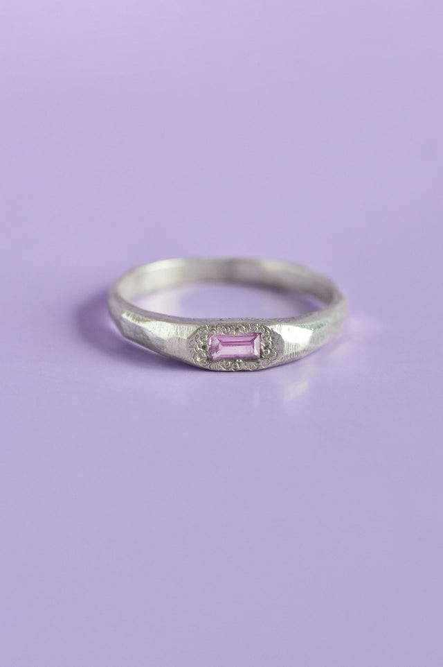 Cleo Pink Sapphire Silver Ring