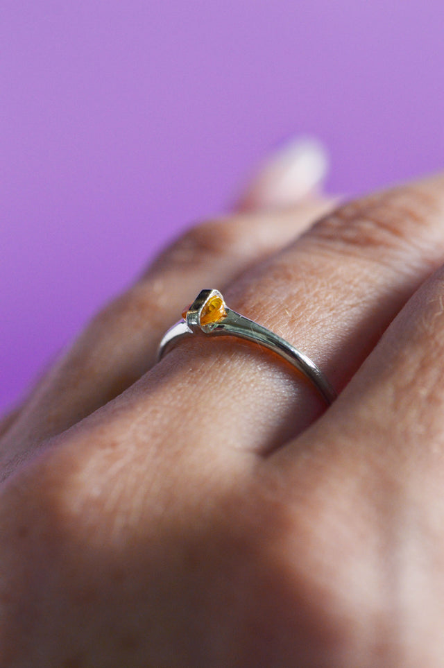 Capsule Yellow Sapphire Silver Ring