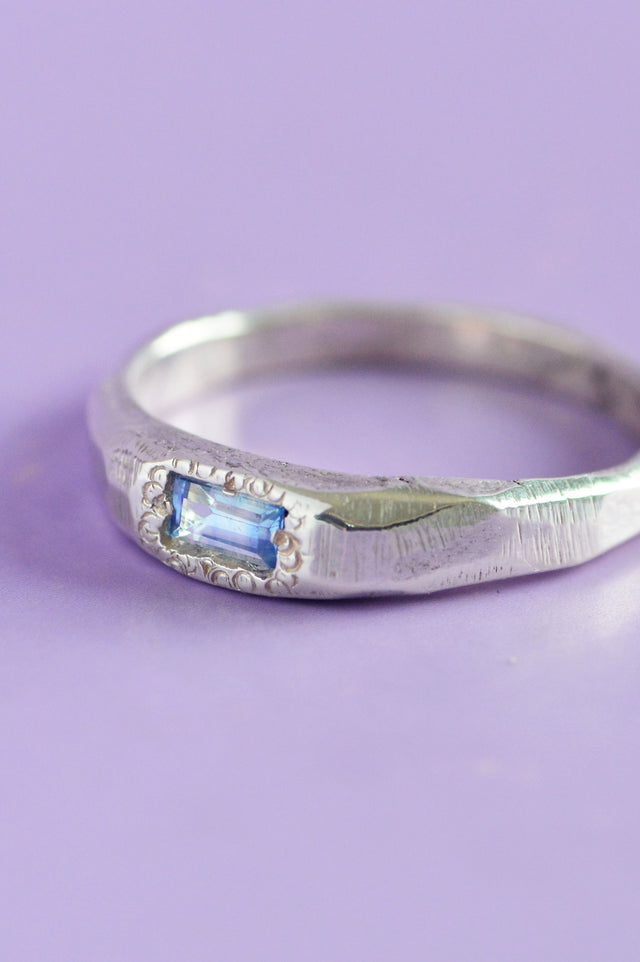 Cleo Light Blue Sapphire Silver Ring