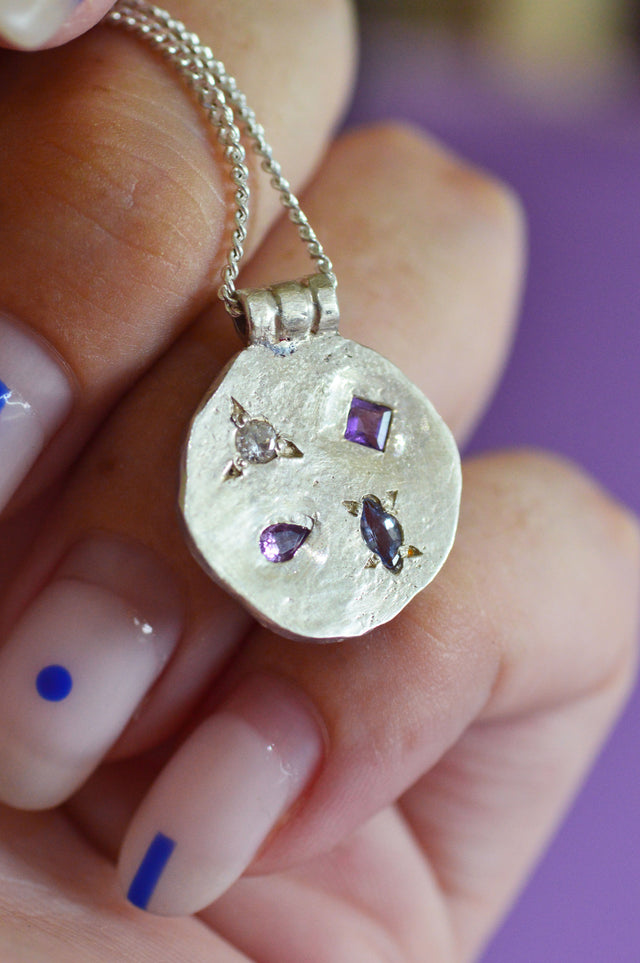 Marlee Sapphire & Amethyst Silver Necklace 730-3