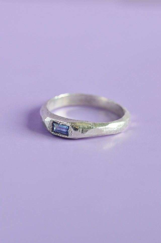 Cleo Dark Blue Sapphire Silver Ring