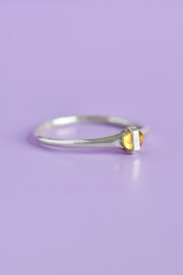 Capsule Yellow Sapphire Silver Ring