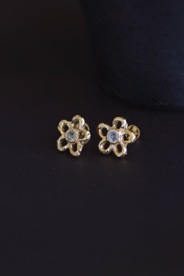 Mala White Sapphire Brass Studs