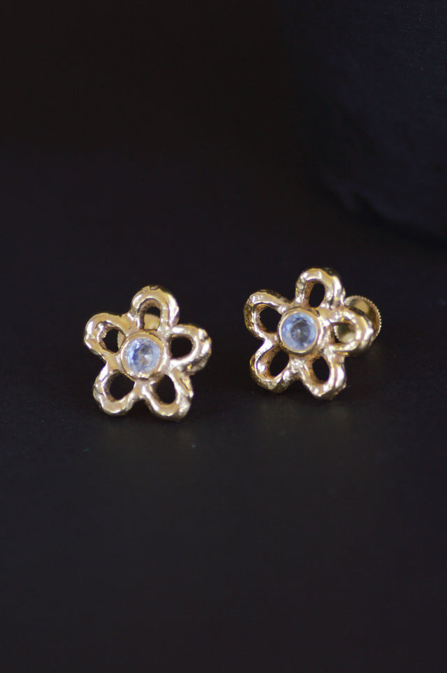 Mala White Sapphire Brass Studs