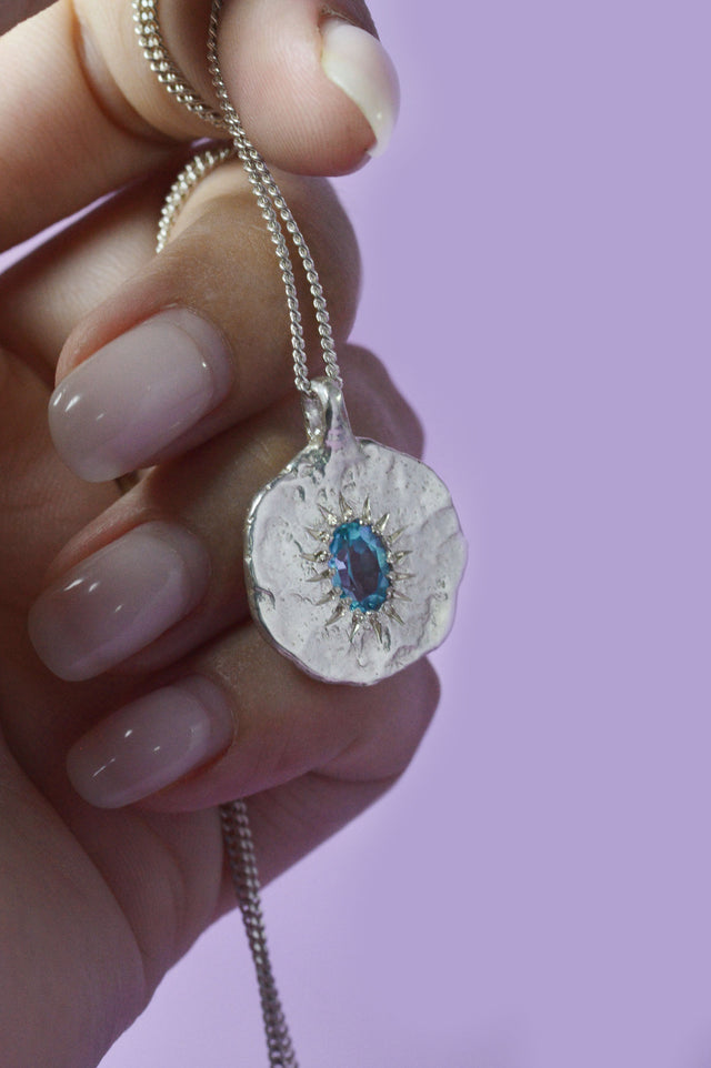 Ira Blue Topaz Silver Pendant