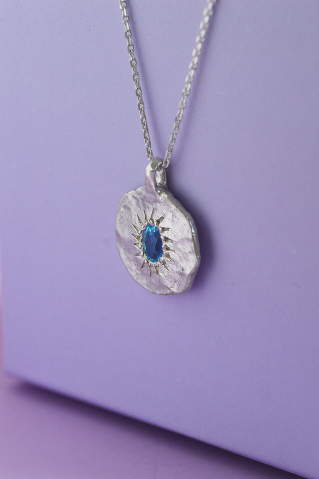 Ira Blue Topaz Silver Pendant