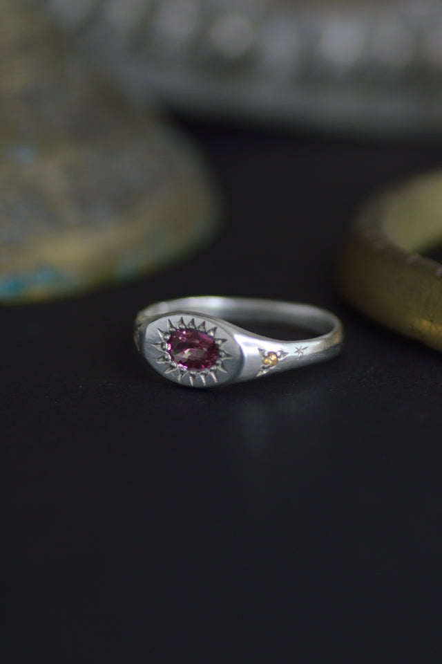 Penny Rhodolite Garnet Silver Ring 728-9