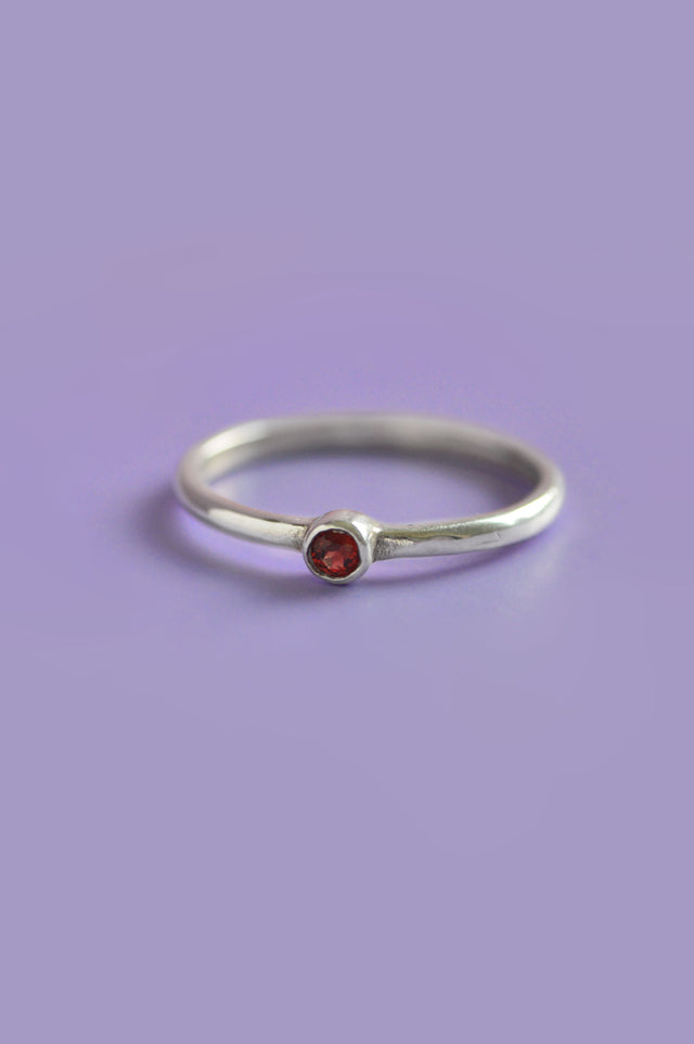 Julia Red Garnet Silver Ring