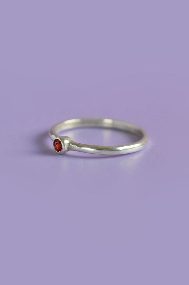 Julia Red Garnet Silver Ring