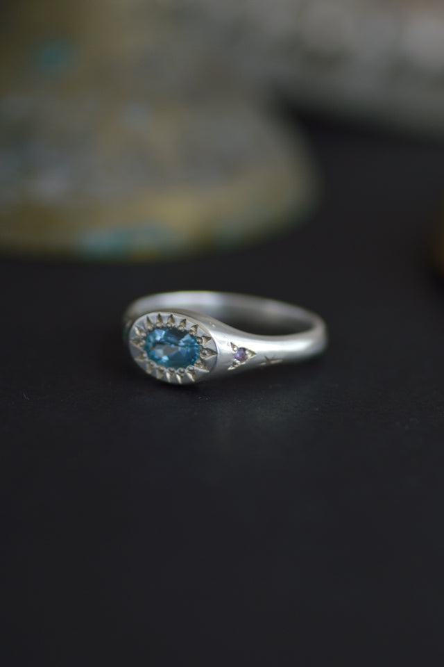 Penny Blue Topaz Silver Signet Ring