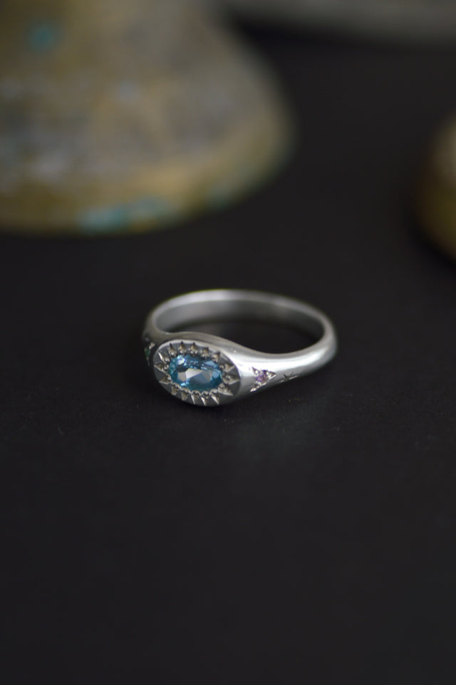 Penny Blue Topaz Silver Signet Ring