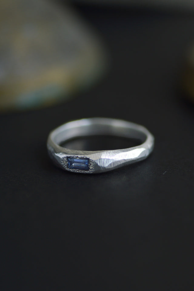 Cleo Dark Blue Sapphire Silver Ring