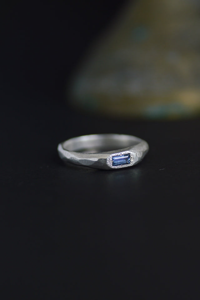 Cleo Dark Blue Sapphire Silver Ring