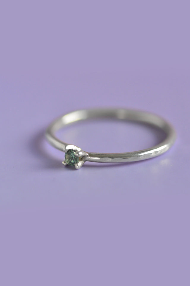 Piper Green Sapphire Silver Ring