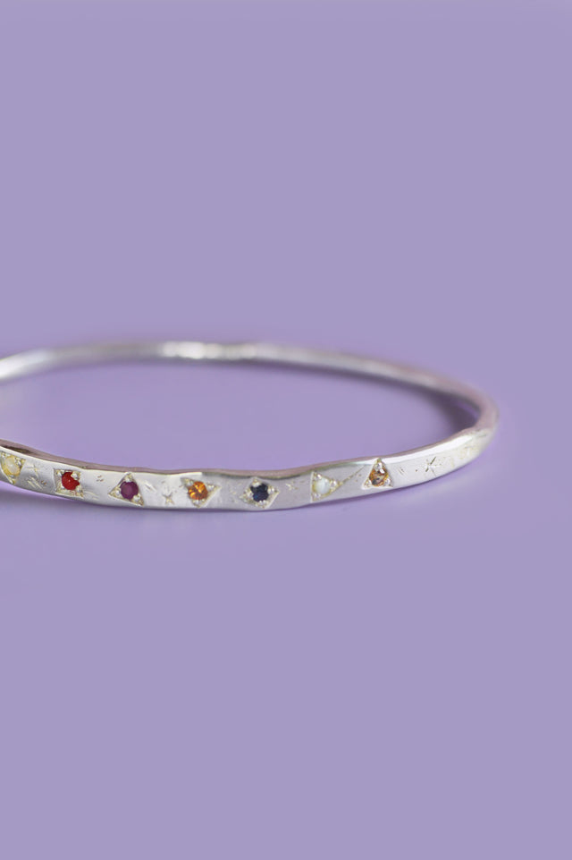 Navaratna Silver Bangle