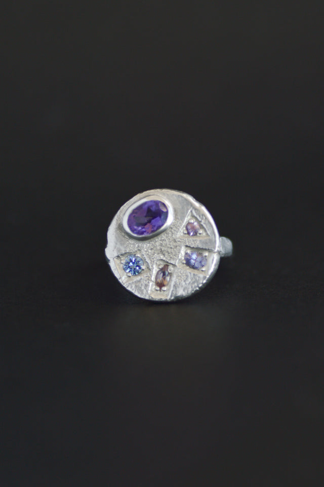 Palette Amethyst & Sapphire Silver RIng 1111-1