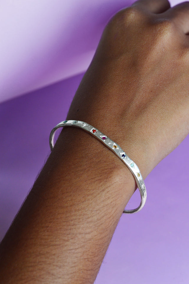 Navaratna Silver Bangle