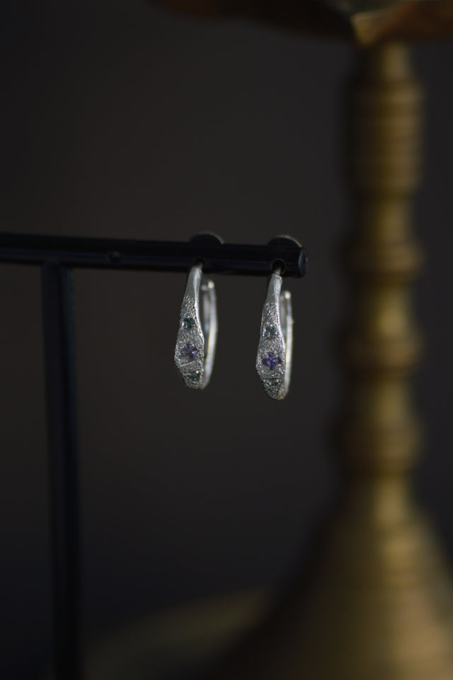 Dancer Sapphire Silver Hoop Earrings 1141-3