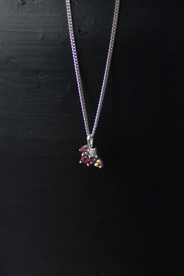 Blooms Garnet & Sapphire Silver Pendant 1270-4