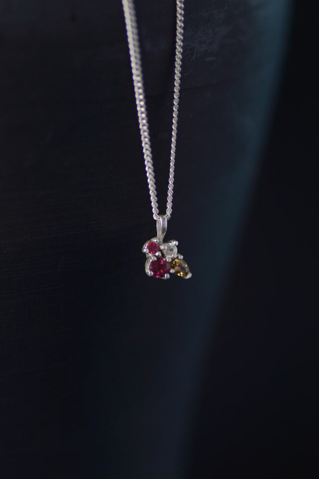 Blooms Ruby & Sapphire Silver Pendant 1270-1