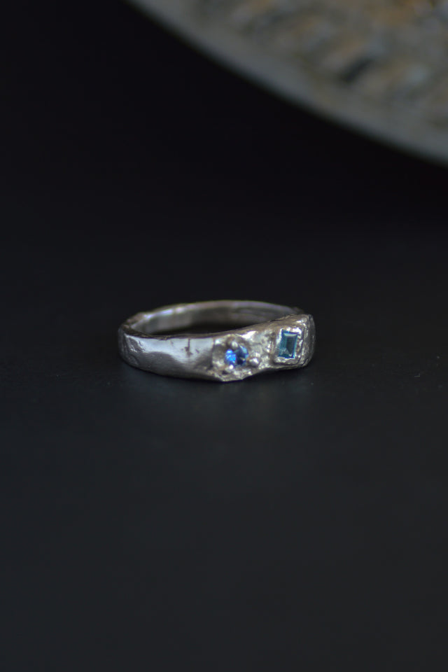 Duet Topaz & Sapphire Silver Ring 1088-5