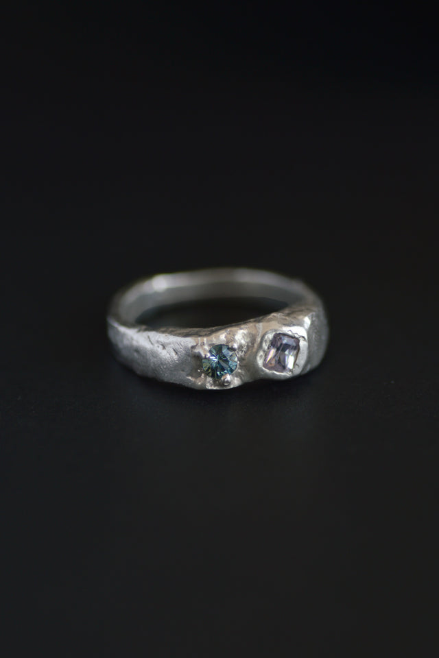 Duet Sapphire Silver Ring 1160-3