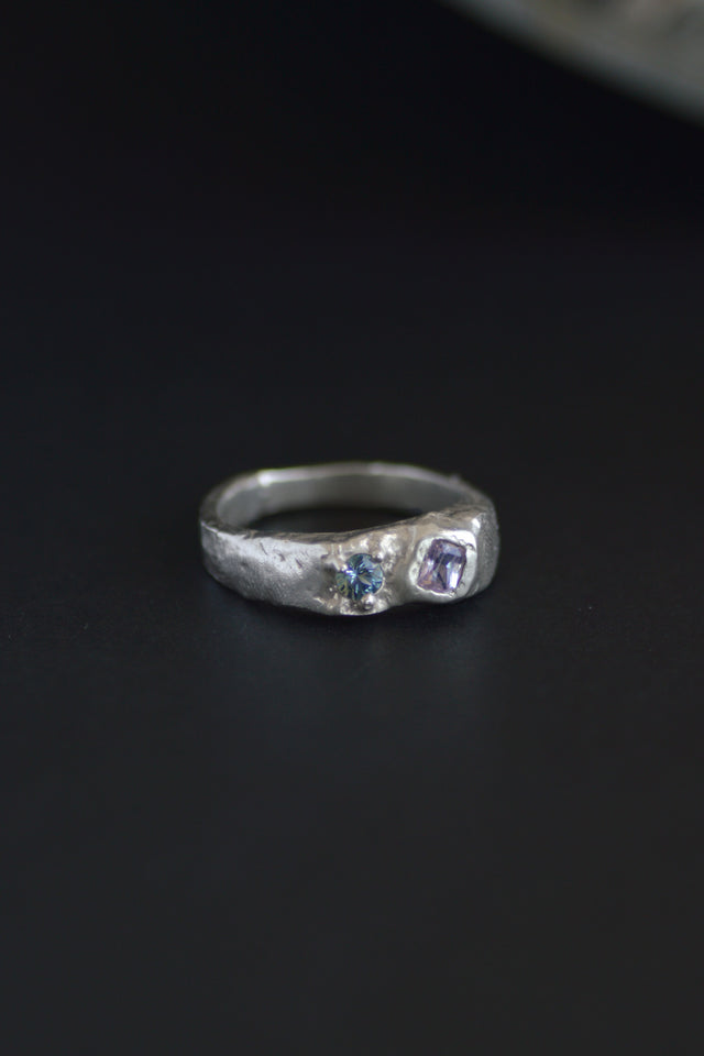 Duet Sapphire Silver Ring 1160-3