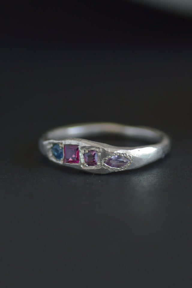 Dancer Tourmaline & Sapphire Silver Ring 1082-3