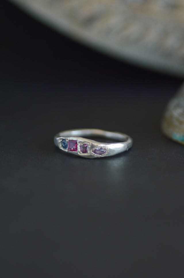 Dancer Tourmaline & Sapphire Silver Ring 1082-3