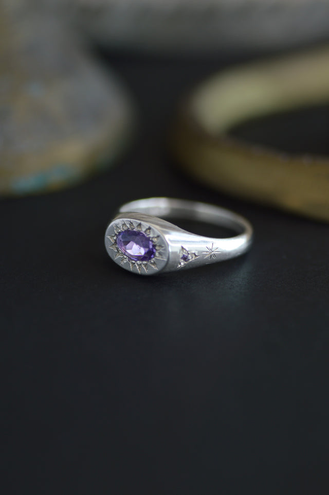 Penny Amethyst Silver Ring