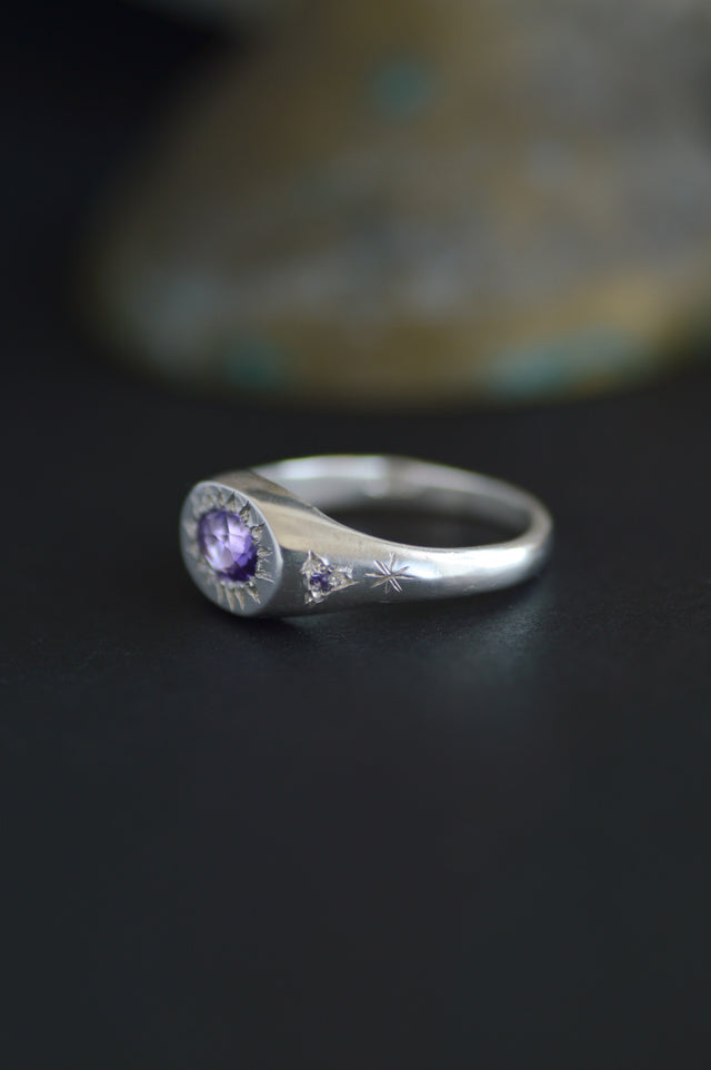 Penny Amethyst Silver Ring