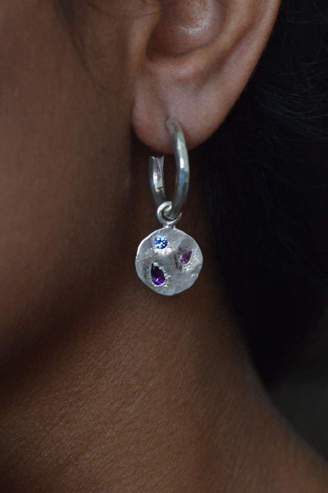 Pickles Charm Amethyst & Sapphire Silver Earring 724-01