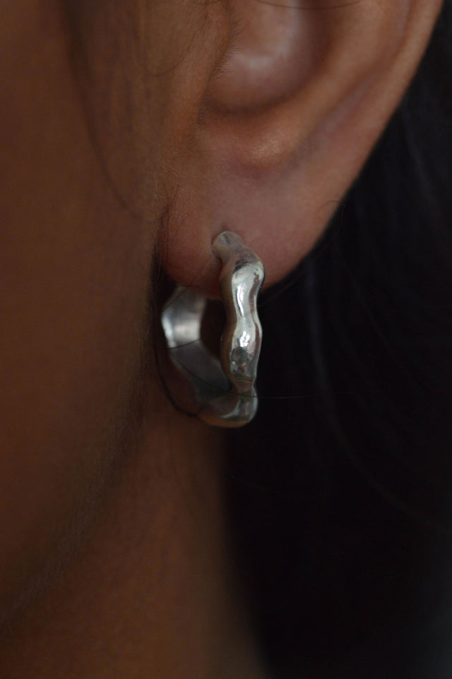 Liquid Hoops Silver Earrings