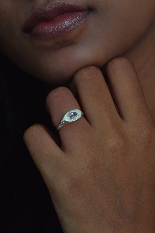 Penny Aquamarine Silver Ring