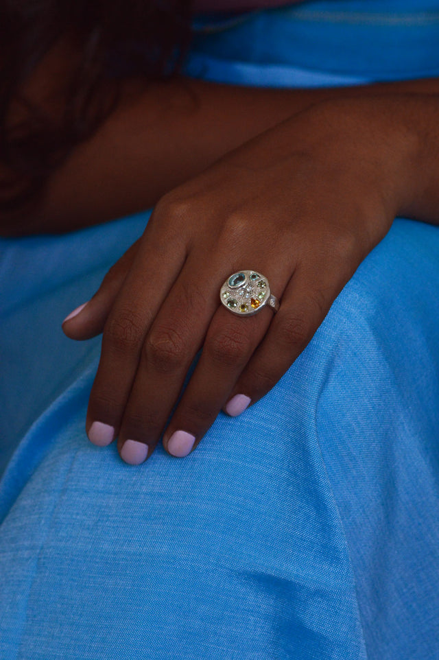 Palette Topaz & Tourmaline Silver Ring 745-1