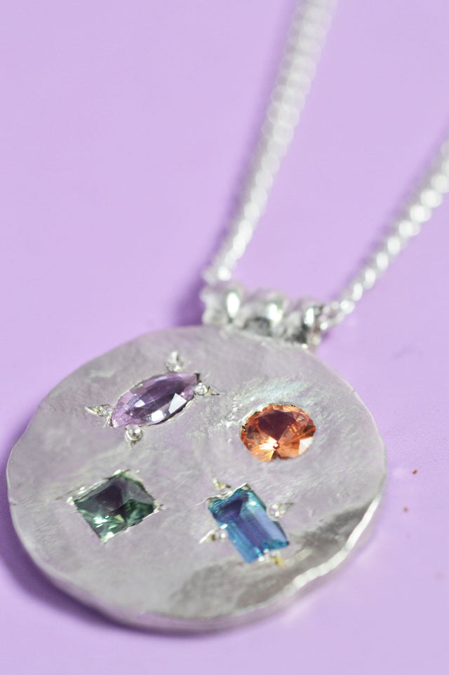 Marlee Sapphire, Garnet & Topaz Silver Necklace 675-1