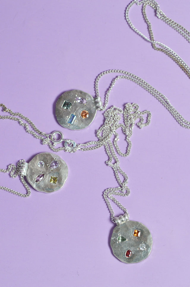 Marlee Sapphire & Garnet Silver Necklace 675-3