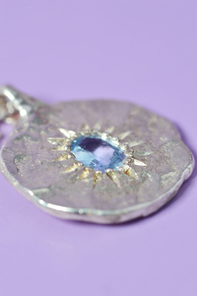 Ira Light Blue Sapphire Silver Pendant
