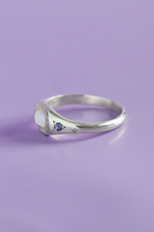 Penny Moonstone Silver Ring